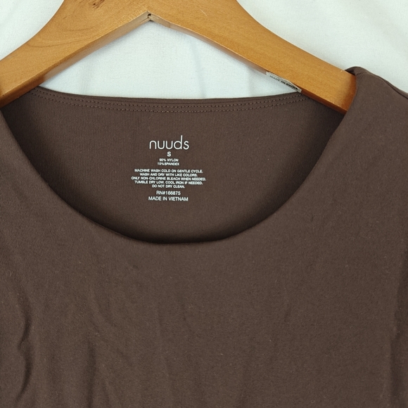 Nuuds Crew Scoop Neck Long Sleeve Bodysuit In Coffee Brown Size Small - Picture 6 of 10